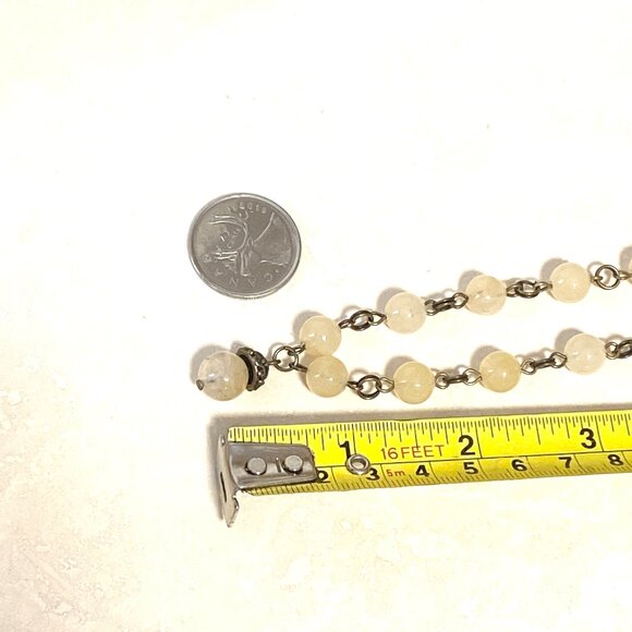 Natural Yellow Aventurine Necklace, Cute Bronze Acorn + Genuine Gemstone Choker - Picture 11 of 13